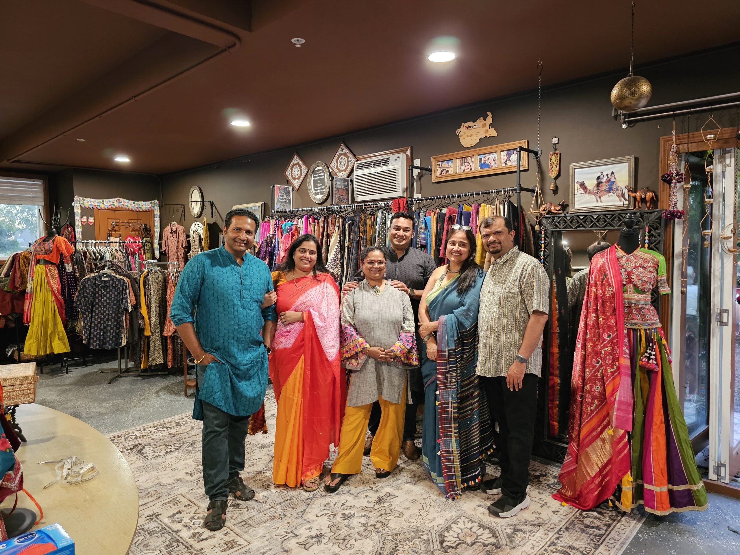 Friends celebrating inside the Pehramni boutique