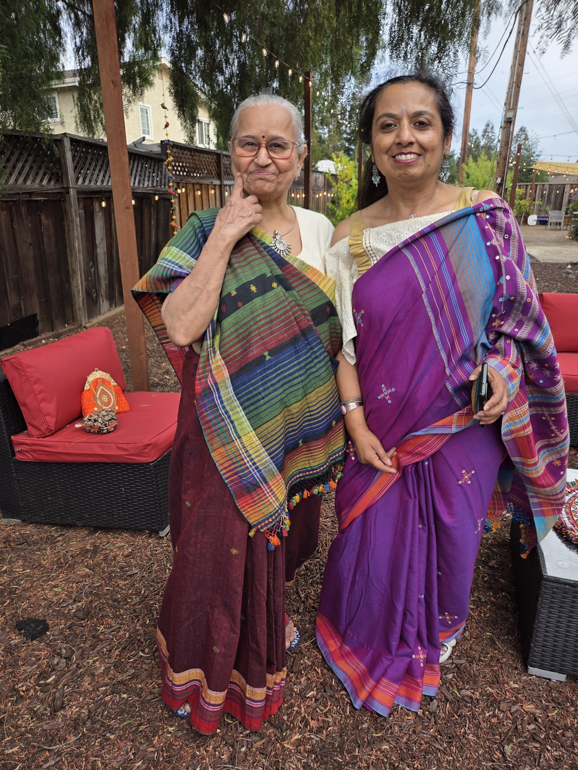 Mom with a friend at Kutch Ji Saanjh