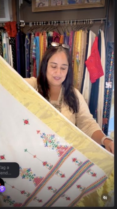 Hand Soof embroidered saree styled by Pehramni