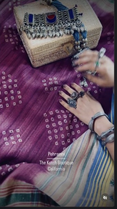 Tussar, Bandhani and Bhujodi textiles styled with traditional jewellery